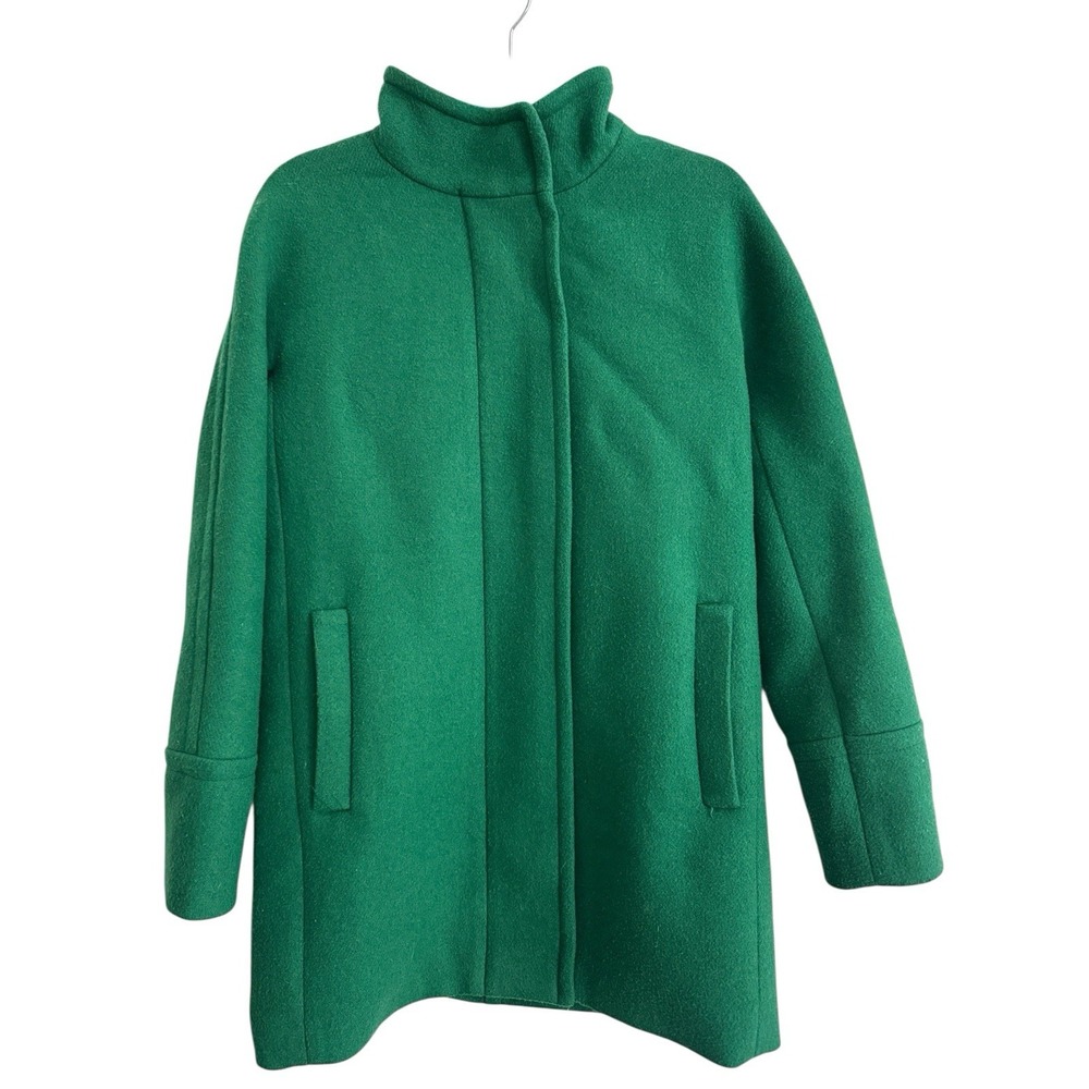 J.CREW Women's Wool Blend Coat Size 4 Green‎ Long Sleeve Zip Closure